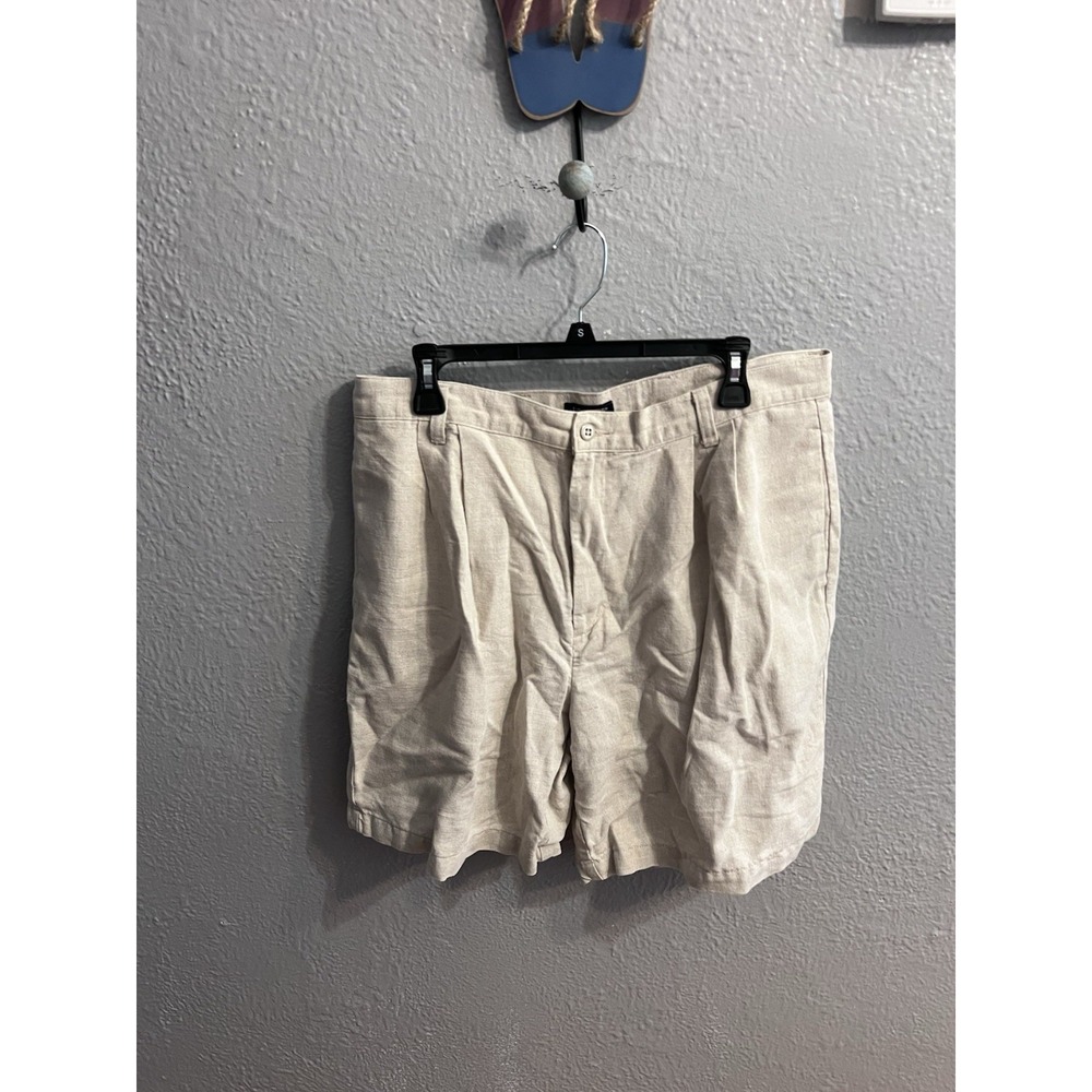 Dockers Beige  Size 38 Inseam 8 Inches Pleated Linen Cotton Vintage